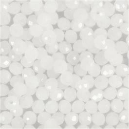 Glasschliffperlen, Größe 3x4 mm, Lochgröße 0,8 mm, Kristall mattiert, 100 Stk/ 1 Pck [HOB-61682]