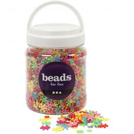 Kunststoffperlen-Mix Figuren, D 7-13,5 mm, Lochgröße 2 mm, Sortierte Farben, 270 g, 700 ml/ 1 Dose [HOB-61761]