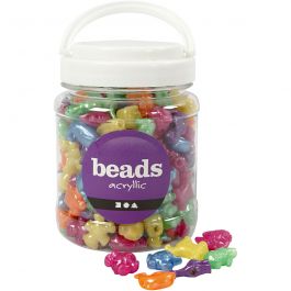 Kunststoffperlen-Mix Figuren, Größe 25 mm, Lochgröße 4 mm, Perlmuttfarben, 700 ml/ 1 Dose [HOB-61823]