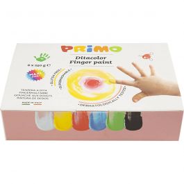 PRIMO Fingerfarbe, Sortierte Farben, 6x250 ml/ 1 Pck [HOB-630180]