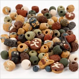 Keramikperlen, Größe 7-18 mm, Lochgröße 2-4 mm, Sortierte Farben, 300 g/ 1 Pck [HOB-63569]
