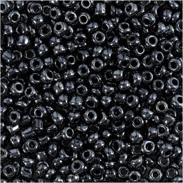 Rocailleperlen, D 3 mm, Größe 8/0, Lochgröße 0,6-1,0 mm, Schwarz metallic, 25 g/ 1 Pck [HOB-682281]