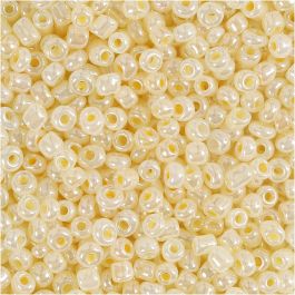 Rocailleperlen, D 3 mm, Größe 8/0, Lochgröße 0,6-1,0 mm, Elfenbein, 25 g/ 1 Pck [HOB-682731]