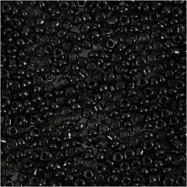 Rocailleperlen, D 2 mm, Größe 12/0, Lochgröße 0,8 mm, Schwarz, 25 g/ 1 Pck [HOB-682831]
