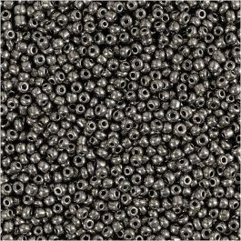 Rocailleperlen, D 1,7 mm, Größe 15/0, Lochgröße 0,5-0,8 mm, Grau Metall, 25 g/ 1 Pck [HOB-686730]