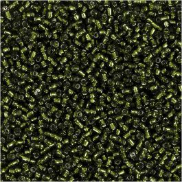 Rocailleperlen, D 1,7 mm, Größe 15/0, Lochgröße 0,5-0,8 mm, Grasgrün, 25 g/ 1 Pck [HOB-686760]