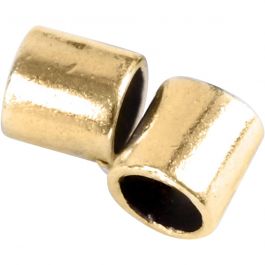 Quetschperle in Röhrenform, Größe 2x2 mm, Lochgröße 1,4 mm, Vergoldet, 80 Stk/ 1 Pck [HOB-69096]