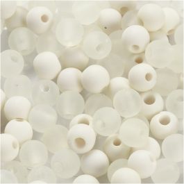 Kunststoffperlen, D 6 mm, Lochgröße 2 mm, Creme, 40 g/ 1 Pck [HOB-69588]