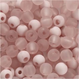 Kunststoffperlen, D 6 mm, Lochgröße 2 mm, Rosa, 40 g/ 1 Pck [HOB-69591]