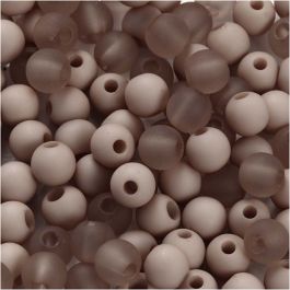 Kunststoffperlen, D 6 mm, Lochgröße 2 mm, Hellgrau, 40 g/ 1 Pck [HOB-69596]