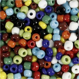 Rocailleperlen, D 4 mm, Größe 6/0, Lochgröße 0,9-1,2 mm, Sortierte Farben, 130 g/ 1 Pck [HOB-696703]