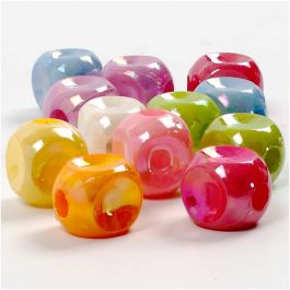 Würfel-Perlen, Größe 10x10 mm, Lochgröße 4 mm, 60 g, 125 ml/ 1 Pck [HOB-697010]