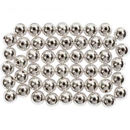 Wachsperlen, D 5 mm, Lochgröße 0,7 mm, Silber, 100 Stk/ 1 Pck [HOB-698141]