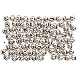Wachsperlen, D 4 mm, Lochgröße 0,7 mm, Silber, 150 Stk/ 1 Pck [HOB-698341]