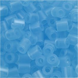 Bügelperlen, Größe 5x5 mm, Lochgröße 2,5 mm, medium, Neonblau (32235), 1100 Stk/ 1 Pck [HOB-751290]