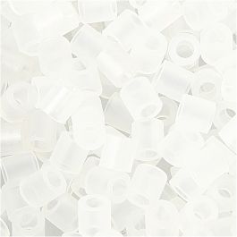 Bügelperlen, Größe 5x5 mm, Lochgröße 2,5 mm, medium, Transparent Weiß (32264), 1100 Stk/ 1 Pck [HOB-751320]
