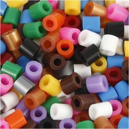 Nabbi Fuse Beads mit Schlitz, Größe 5x5 mm, Lochgröße 2,5 mm, medium, Standard-Farben, 1100sort./ 1 Pck [HOB-751350]