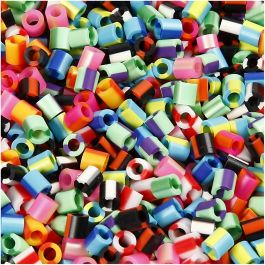 Bügelperlen, Größe 5x5 mm, Lochgröße 2,5 mm, medium, Gestreift, 10000sort./ 1 Pck [HOB-75210]