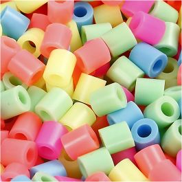 Bügelperlen, Größe 5x5 mm, Lochgröße 2,5 mm, medium, Pastellfarben, 30000 sort./ 1 Pck [HOB-752301]