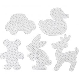 Steckplatte, Teddybär, Auto, Hirsch, Ente und Häschen, Größe 16x19,5-19x24 cm, JUMBO, Transparent, 5 Stk/ 1 Pck [HOB-75323]