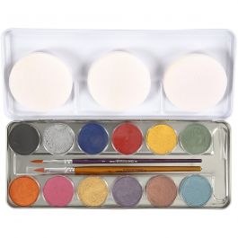 Eulenspiegel Gesichtsschminke, Weiß, 12 Farbe/ 1 Set [HOB-76139]