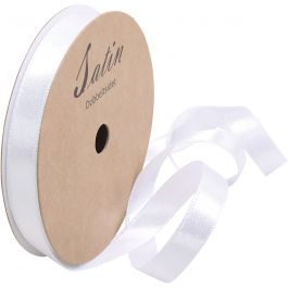Satinband, B 10 mm, Weiß, 10 m/ 1 Rolle [HOB-780101]