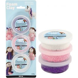 Foam Clay® , Glitter,Metallic, Pink, Flieder, Weiß, 3x14 g/ 1 Pck [HOB-78136]