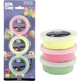 Silk Clay®, Hellgrün, Neonpink, Neongelb, 3x14 g/ 1 Pck [HOB-78148]