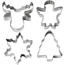 Ausstechförmchen, Weihnachtsbaum, Engel, Rentier, Schneeflocke, H 8 cm, 4 Stk/ 1 Pck [HOB-782886]