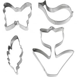 Ausstechförmchen, Blume, Vogel, Feder, H 11 cm, 4 Stk/ 1 Pck [HOB-782889]