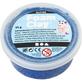 Foam Clay® , Glitter, Blau, 35 g/ 1 Dose [HOB-788850]