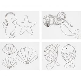 Plastikschrumpfplatten mit Motiven, Meerjungfrau, Blatt 10,5x14,5 cm, Dicke 0,3 mm, Matt transparent, 4 Bl./ 1 Pck [HOB-790712]