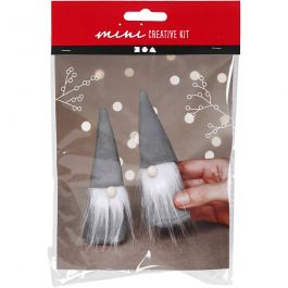 Mini Kreativ Set, Skandinavische Nikoläuse, H 12 cm, Grau, 1 Pck [HOB-977429]