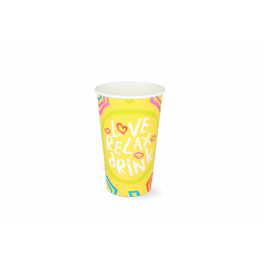 Milchshake-Becher Karton mittel 450ml Ø9 cm 16oz Yellow FSC®Mix (500 Stück) [TK-9987534]