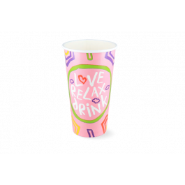 Milchshake-Becher Karton Groß 560ml Ø9 cm 20oz rosaFSC® (500 Stück) [TK-9987535]