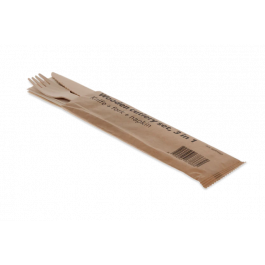 Besteckset aus Holz 3/1 Messer + Gabel + Serviette (250 Stück) [TK-9987657]