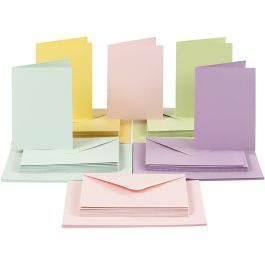 Karten & Kuverts, Pastellfarben, Kartengröße 10,5x15 cm, Umschlaggröße 11,5x16,5 cm, 50 Set/ 1 Pck. [HOB23114]