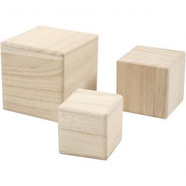 Holzwürfel, Größe 5+6+8 cm, 3 Stck./ 1 Pck. [HOB59228]