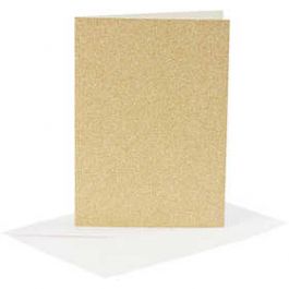 Karten & Kuverts, Gold, Kartengröße 10,5x15 cm, Umschlaggröße 11,5x16,5 cm, Glitter, 4 Set/ 1 Pck. [HOB23023]