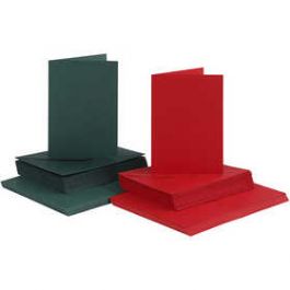 Karten & Kuverts, Grün, Rot, Kartengröße 10,5x15 cm, Umschlaggröße 11,5x16,5 cm, 50 Set/ 1 Pck. [HOB23112]