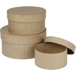 Schachteln, rund, H: 5+6,5+7,5 cm, D: 10+13+16 cm, 3 Stck./ 1 Set [HOB263700]