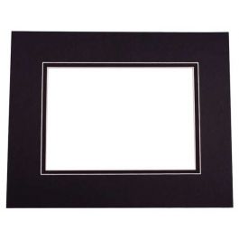Fertig-Passepartouts 9.2 x 14.3cm Fenster - Schwarz/Schwarz doppelte Dicke - 12.7 x 17.8cm Außenrahmen (10 Stück) [MD20143]