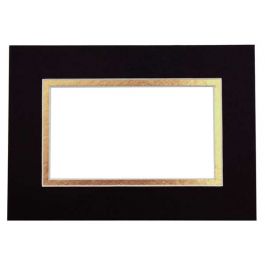 Fertig-Passepartouts 9.2x14.3cm Fenster - Schwarz/Gold doppelte Dicke - 12.7x17.8cm Außenrahmen (10 Stück) [MD20184]
