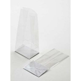 Blockbodenbeutel 5.1x5.1x21cm Transparent mit Bodenblatt (100 Stück) [FGPB11]