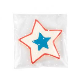 Frostweißer Plastik Klappenbeutel 12,7x12,7 cm mit Punkten Haftklebestreifen (100 Stück) [B55FD]