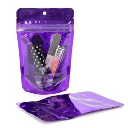 Standbodenbeutel Transparent/Lila 10.2x6x15.2cm | 57 Gramm (100 Stück) [ZBGB2VL]