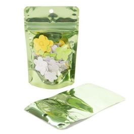 Standbodenbeutel Transparent/Grün 10.2x6x15.2cm | 57 Gramm (100 Stück) [ZBGB2GR]