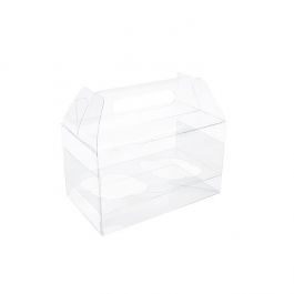 Cupcake-Boxen für 2 Cupcakes transparent 17.8x10.2x10.2 cm mit Griffen (100 Stück) [CBS173]