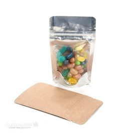 Standbodenbeutel Transparent/Kraft 17x9x28.5cm | 340 Gramm (100 Stück) [ZBGK4]