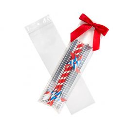 Druckverschlussbeutel mit Aufhängeloch 7.5x25.5cm Transparent PP 50 Mikron (100 Stück) [ZR310]